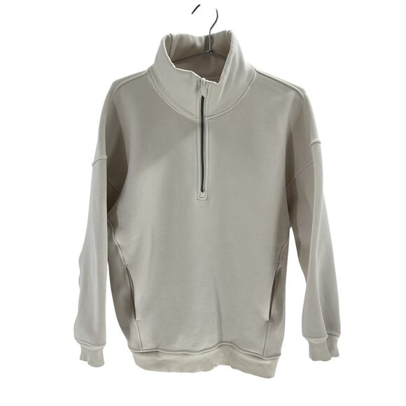 Lululemon 'Thick' Cream Polyester Fleece Half-Zip Size XS / S - Picture 2 of 4